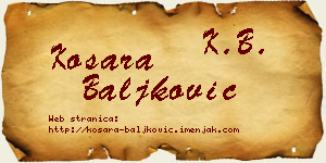 Kosara Baljković vizit kartica